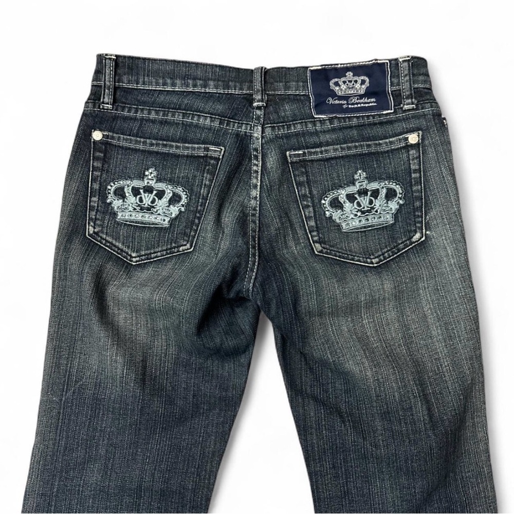 Victoria Beckham x Rock & Republic Y2K Low Rise Cropped Flare Jeans - Picture 3 of 8